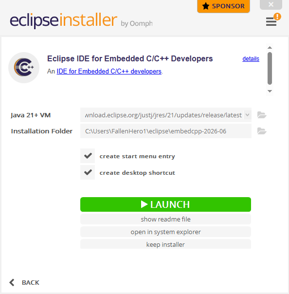 Eclipse установлен и готов к запуску.  
